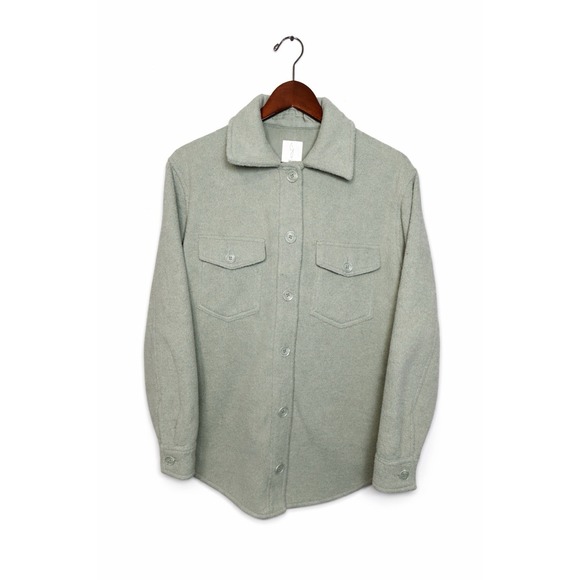 Joie Women's Boyfriend Shacket Jacket Sage Green Size M Button Front EUC - Picture 2 of 8